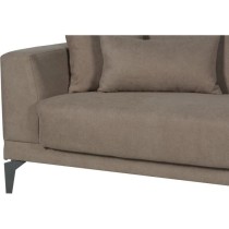 Canapé convertible 3 places - HENRY - Tissu marron - 3 coussins - cof