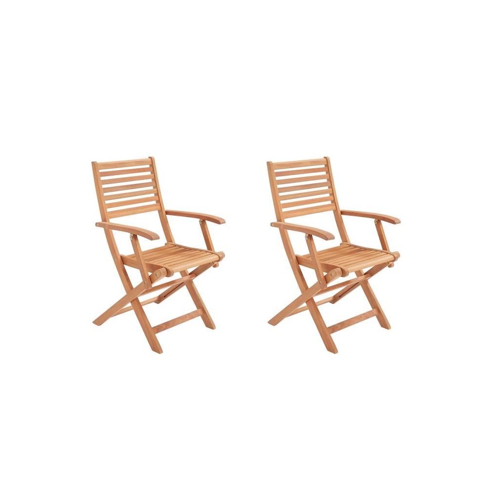 Lot de 2 fauteuils de jardin pliants en Acacia FSC - 57 x 52 x 90 cm