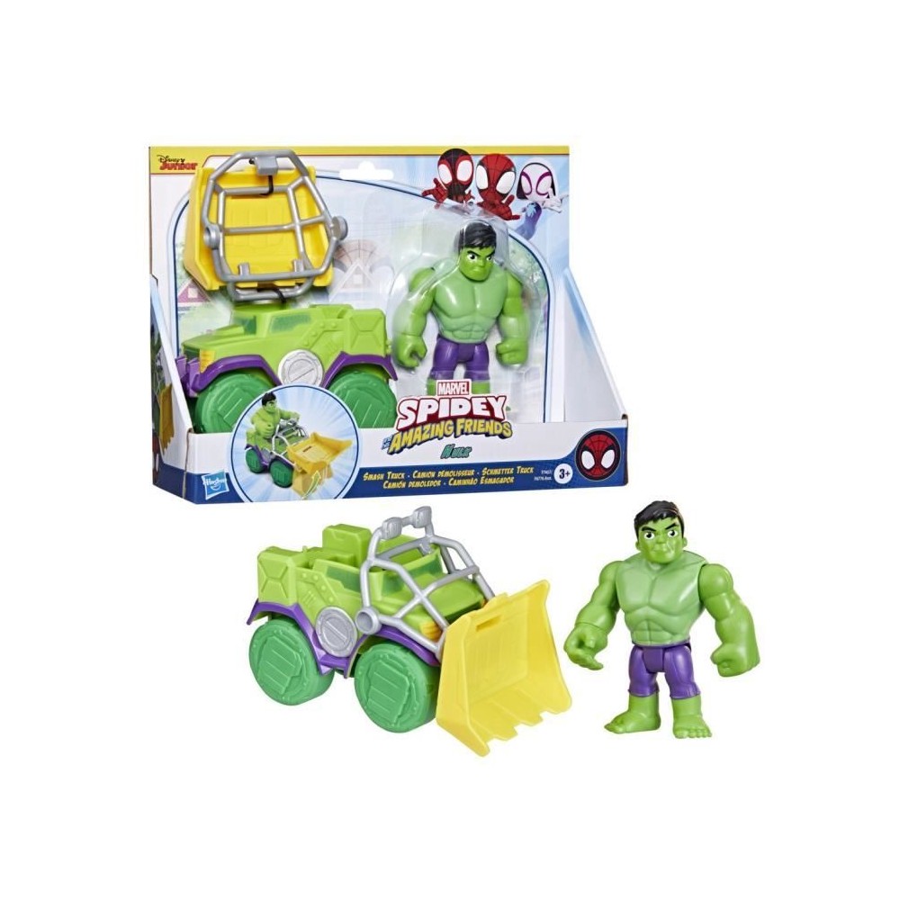 Spidey Coffret Camion démolisseur Hulk, véhicule avec figurine de 10 cm, jouets des 3 ans, Spidey et ses Amis Extraordinaire