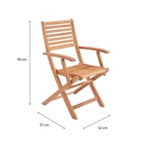 Lot de 2 fauteuils de jardin pliants en Acacia FSC - 57 x 52 x 90 cm