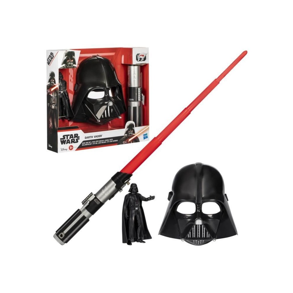 Pack Côté obscur Dark Vador, sabre laser rouge, masque Dark Vador et figurine de 15 cm, accessoire, des 4 ans, Star Wars