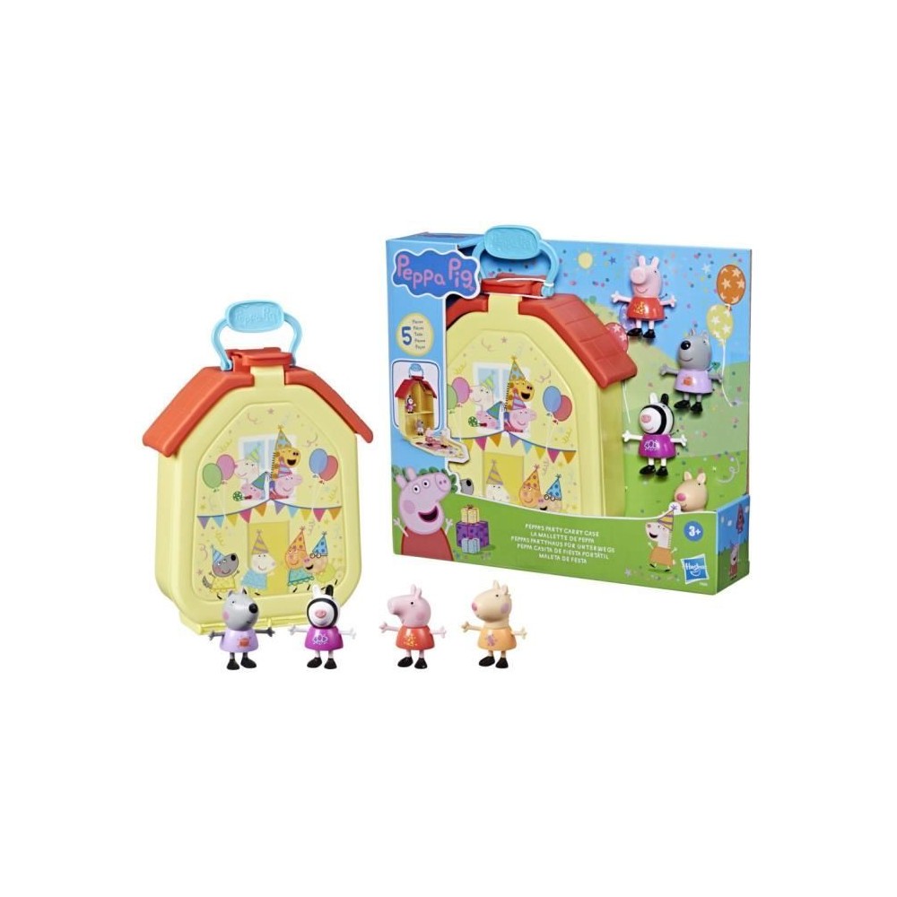 Peppa Pig, coffret La mallette de Peppa avec maison pliable, 4 figurines, jouets préscolaires, a partir de 3 ans