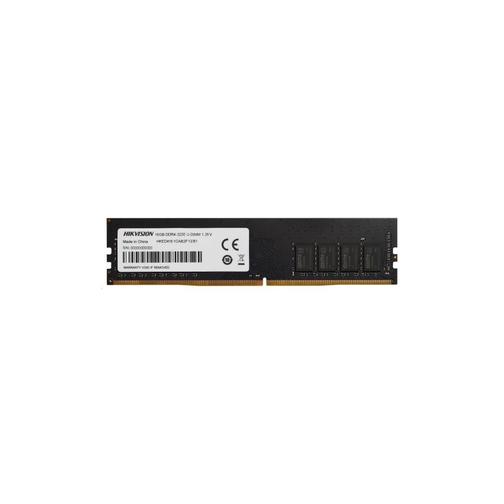 Mémoire RAM - HIKVISION - DDR4 16Go 3200MHz UDIMM, 288Pin, 1.35V, CL1