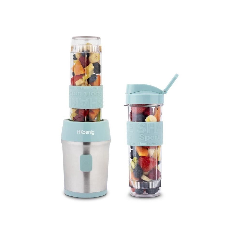 Mini blender - SMOO16 - 300 W - 570 mL - Bleu pastel - 2 gourdes inclu