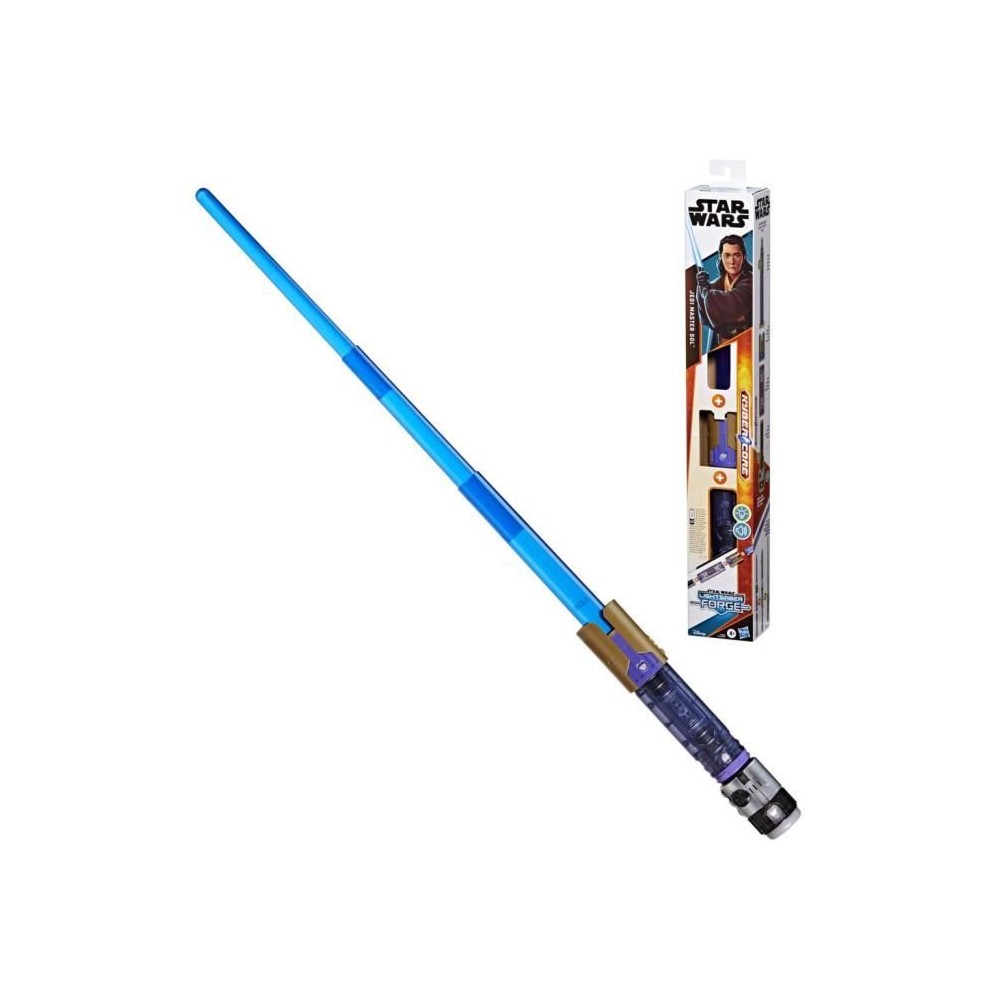 Sabre laser électronique Maître Jedi Sol, bleu personnalisable officiel sous licence Star Wars Lightsaber Forge Kyber Core, de