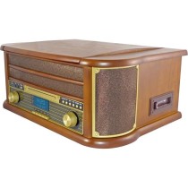 INOVALLEY RETRO29E-N Chaîne Hifi vinyle style rétro - Bluetooth 5.0 - 2x20W - Lecteur CD / K7 audio - Radio FM - Port USB 2.0