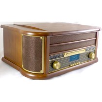 INOVALLEY RETRO29E-N Chaîne Hifi vinyle style rétro - Bluetooth 5.0 - 2x20W - Lecteur CD / K7 audio - Radio FM - Port USB 2.0