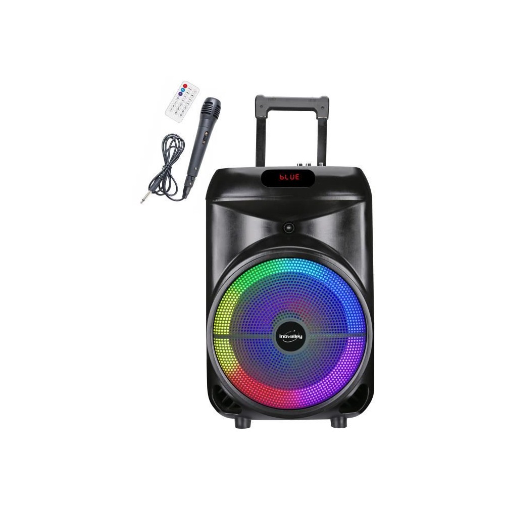 Enceinte trolley - INOVALLEY - KA122 - 700W - Bluetooth - Lumineuse