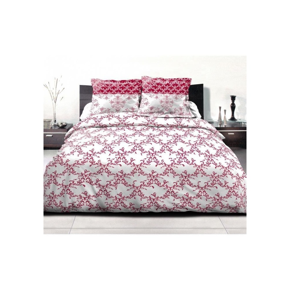 Parure de couette HOME LINGE PASSION FRISE - Bordeaux - 100% Coton 57