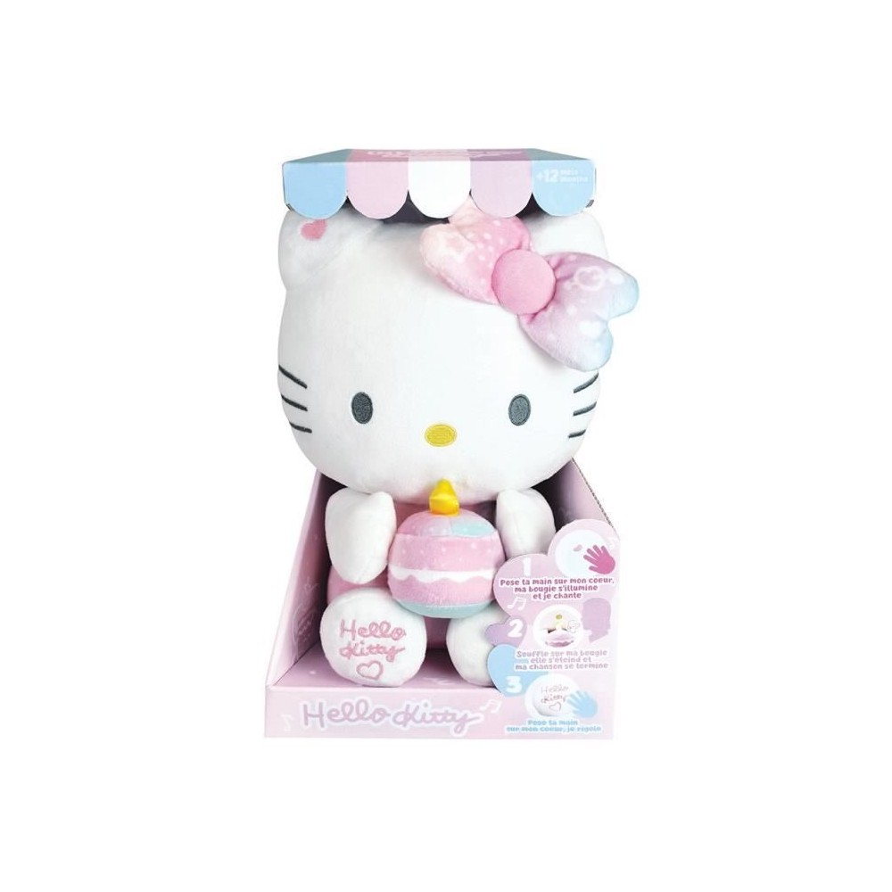 Hello Kitty Peluche Interactive Anniversaire +/- 26 cm - JEMINI - Musique, bougie et rire interactifs.