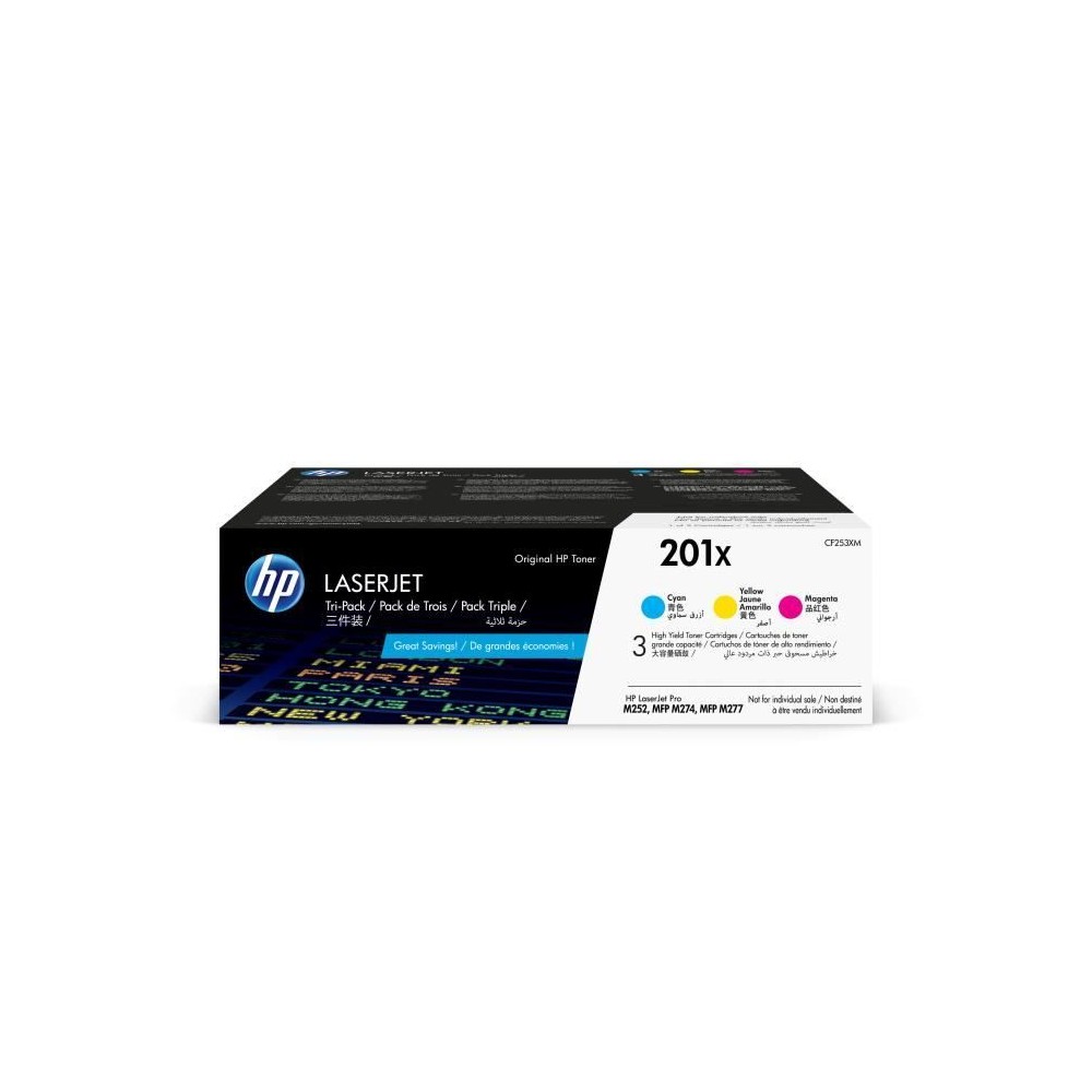 Cartouches de toner HP 201X - Pack de 3 couleurs grande capacité auth