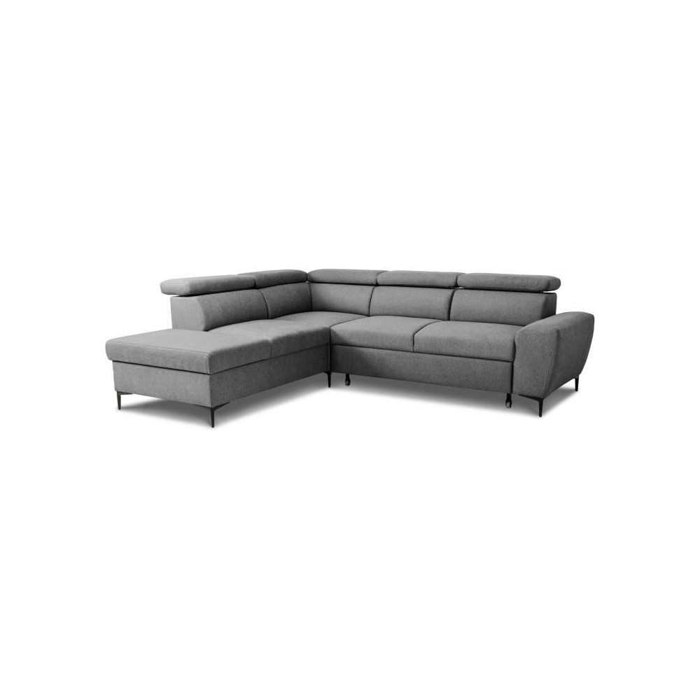 Canapé d'angle convertible réversible avec coffre - 5 places - KASIMIR - Tissu anthracite - 258 x 79/98 x 219 cm