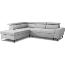 Canapé d'angle convertible réversible avec coffre - 5 places - KASIMIR - Tissu gris - 258 x 79/98 x 219 cm