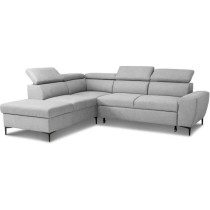 Canapé d'angle convertible réversible avec coffre - 5 places - KASIMIR - Tissu gris - 258 x 79/98 x 219 cm