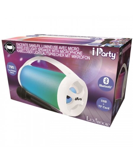 FLASHBOOM® Enceinte Bluetooth® portable entièrement lumineuse avec micro filaire détachable iParty® - LEXIBOOK