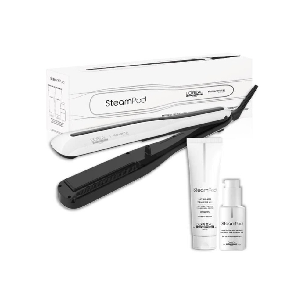 Pack Steampod 3.0 - L'Oréal Professionnel - UFR10011 - Lisseur vapeur professionnel 2 en 1 - Sérum - Soin vapo-activé - Blanc