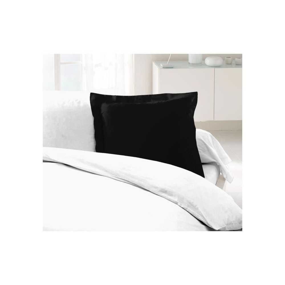 LOVELY HOME Lot de 2 Taies d'Oreillers 100% coton 63x63 cm - Noir