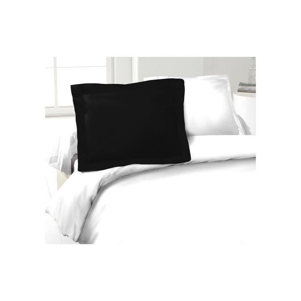 LOVELY HOME Lot de 2 Taies d'Oreillers 100% coton 50x70 cm - Noir