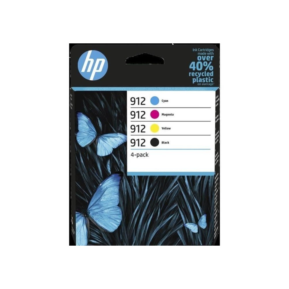 HP 912 Pack de 4 cartouches d'encre noire, cyan, jaune et magenta auth