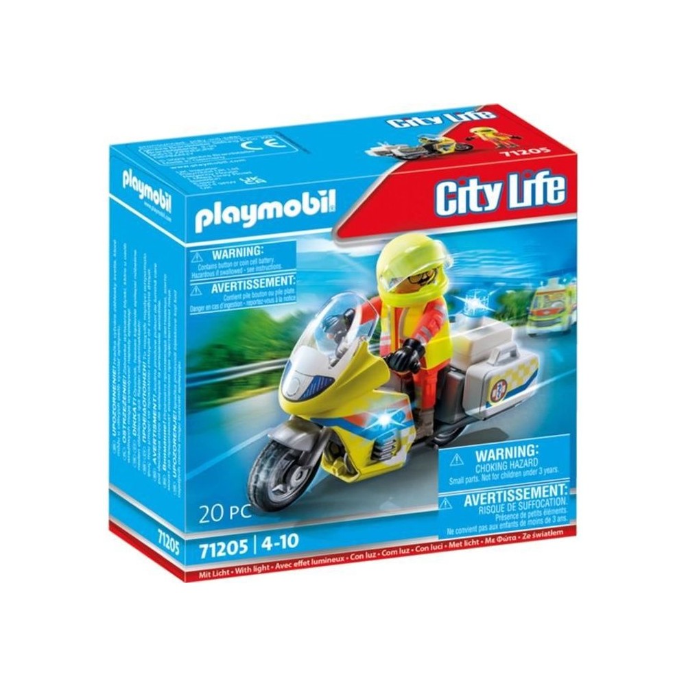 PLAYMOBIL - 71205 - City Action Les Secouristes - Urgentiste avec moto et effet lumineux