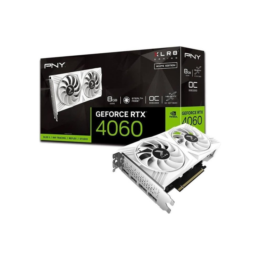 PNY - Carte graphique - GeForce RTX™ 4060 8GB XLR8 Gaming VERTO Overclocked Dual Fan Edition DLSS 3