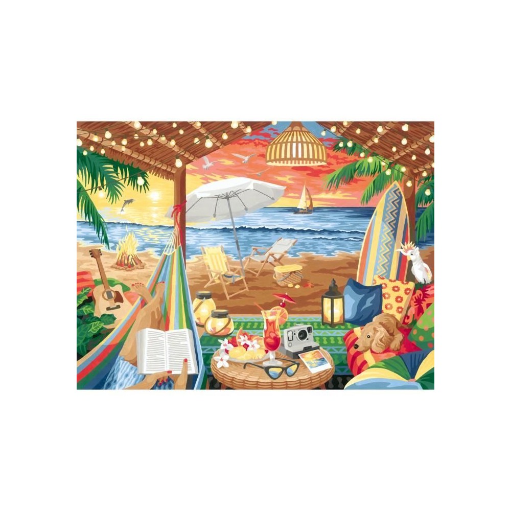 Ravensburger–CreArt Toiles 30x40 cm–Cozy cabana–Peinture par numéros–Adulte-Activité détente et créative–Des 12 an