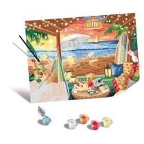 Ravensburger–CreArt Toiles 30x40 cm–Cozy cabana–Peinture par numéros–Adulte-Activité détente et créative–Des 12 an