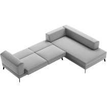 Canapé d'angle droit convertible IMPERIAL 5 places - Tissu gris clair