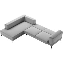 Canapé d'angle gauche convertible IMPERIAL 5 places - Tissu gris clai