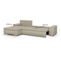 Canapé d'angle convertible réversible + coffre de rangement - Tissu