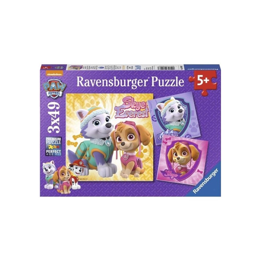 PAT' PATROUILLE Puzzles 3x49 pieces - Charmantes chiennes - Ravensburger - Enfant des 5 ans