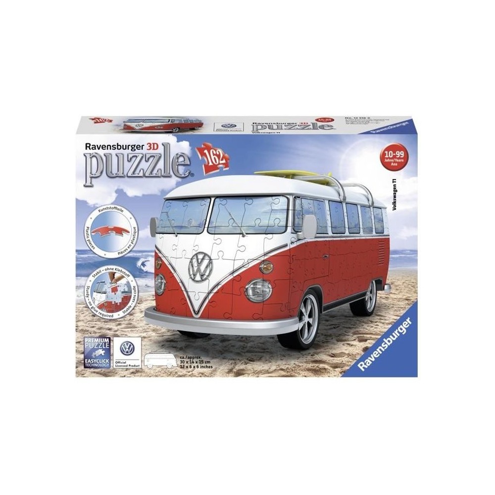 Puzzle 3D Combi T1 Volkswagen - Ravensburger - 162 pieces - sans colle - Enfant 8 ans