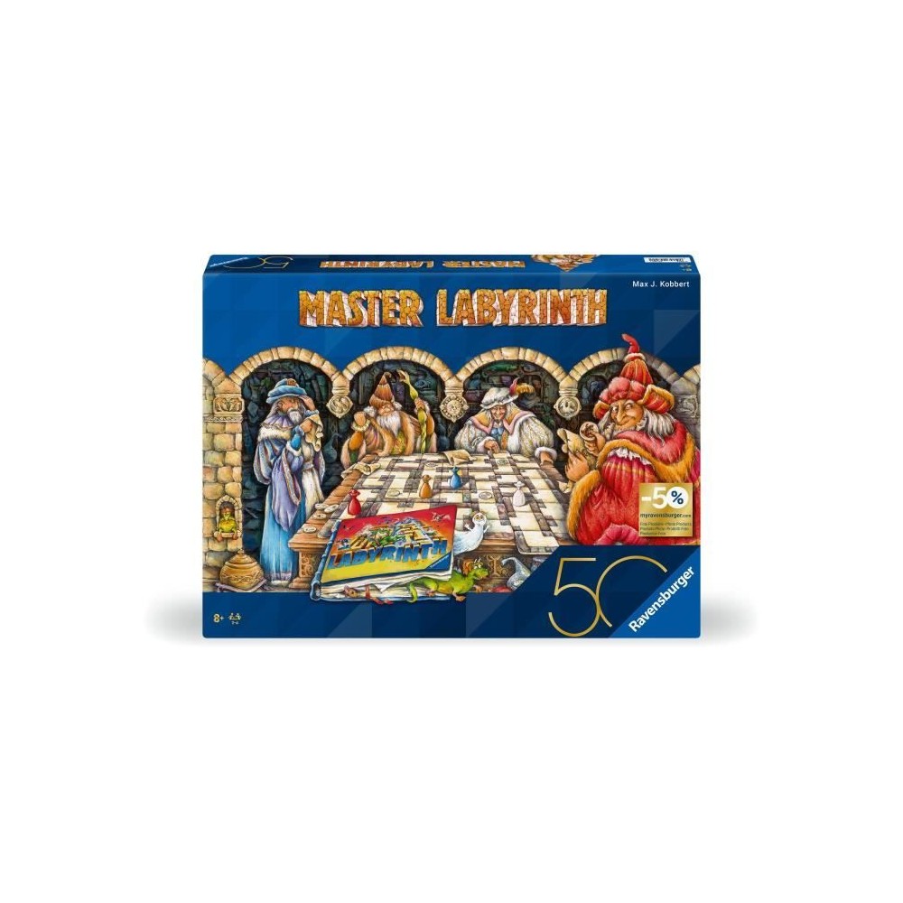 Labyrinthe Master, Jeux de société, Jeu de réflexion famille, 2 a 4 joueurs des 8 ans, 22792, Edition 50 ans, Ravensburger