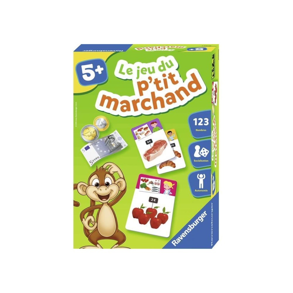 Le jeu du p'tit marchand - Jeu éducatif - Acheter et vendre - Initiation au calcul mental - Ravensburger - Des 5 ans