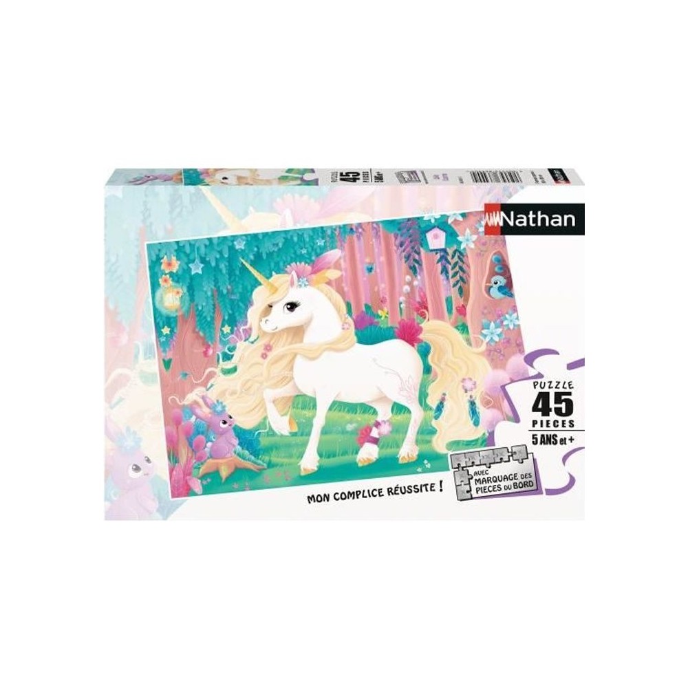 Puzzle enfant 45 pieces Jolie licorne Nathan - Poster inclus - Theme fantastique - Mixte - A partir de 5 ans