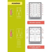 Cave a vin de vieillissement encastrable - ROSIERES - RWCB 60DF/N - 38 bouteilles - Classe G - Deux zones de température - Tact