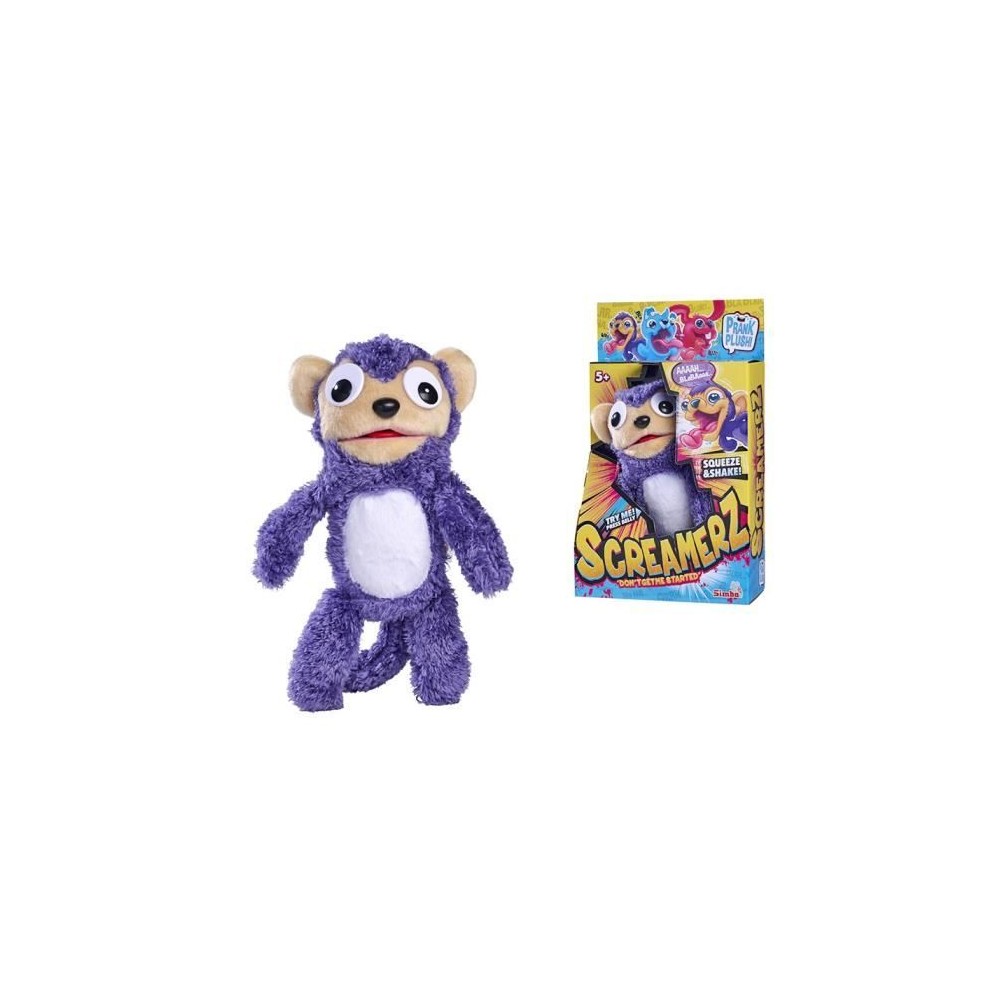 Smoby - Screamerz - Peluche intéractive amusante - Singe - 28 cm - Bruits en la secouant ou appuyant sur le bouton