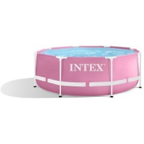 INTEX - Kit piscine metal frame rose ronde - tubulaire - Ø x h : 2,44