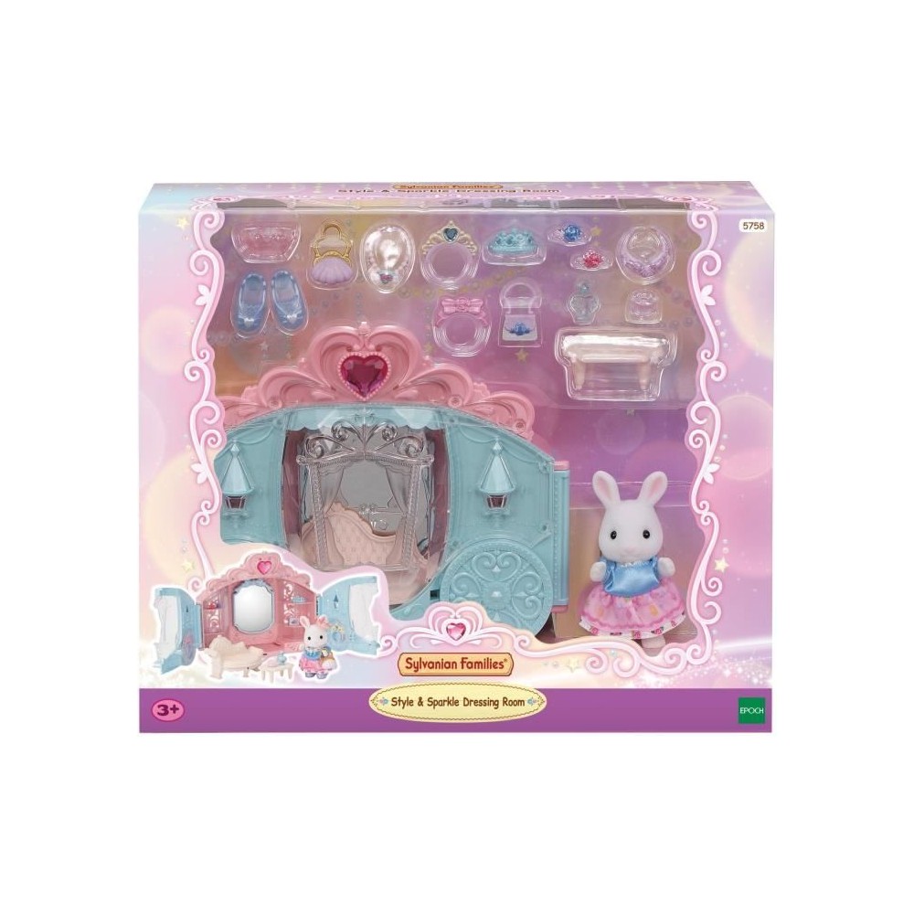 Coffret de Jeu - SYLVANIAN FAMILIES - Dressing de Princesse - Carrosse et Fille Lapin Neige