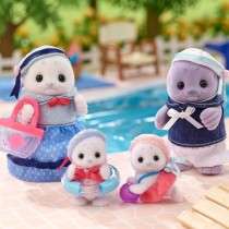 Famille Articulée - SYLVANIAN FAMILIES - Famille Phoque - 4 Personnages et Accessoires de Plage