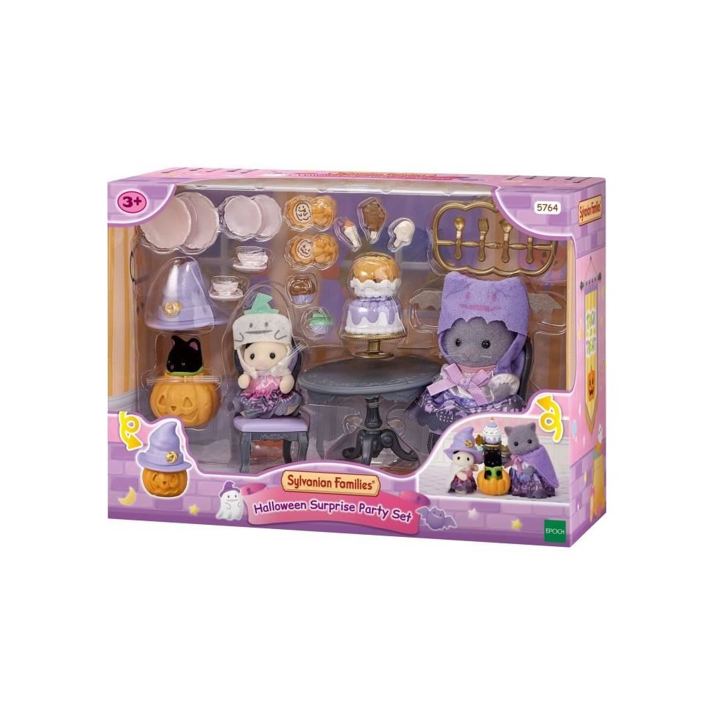 Coffret Halloween - SYLVANIAN FAMILIES - 3 Figurines Déguisées - Mobilier et Goûter d'Halloween