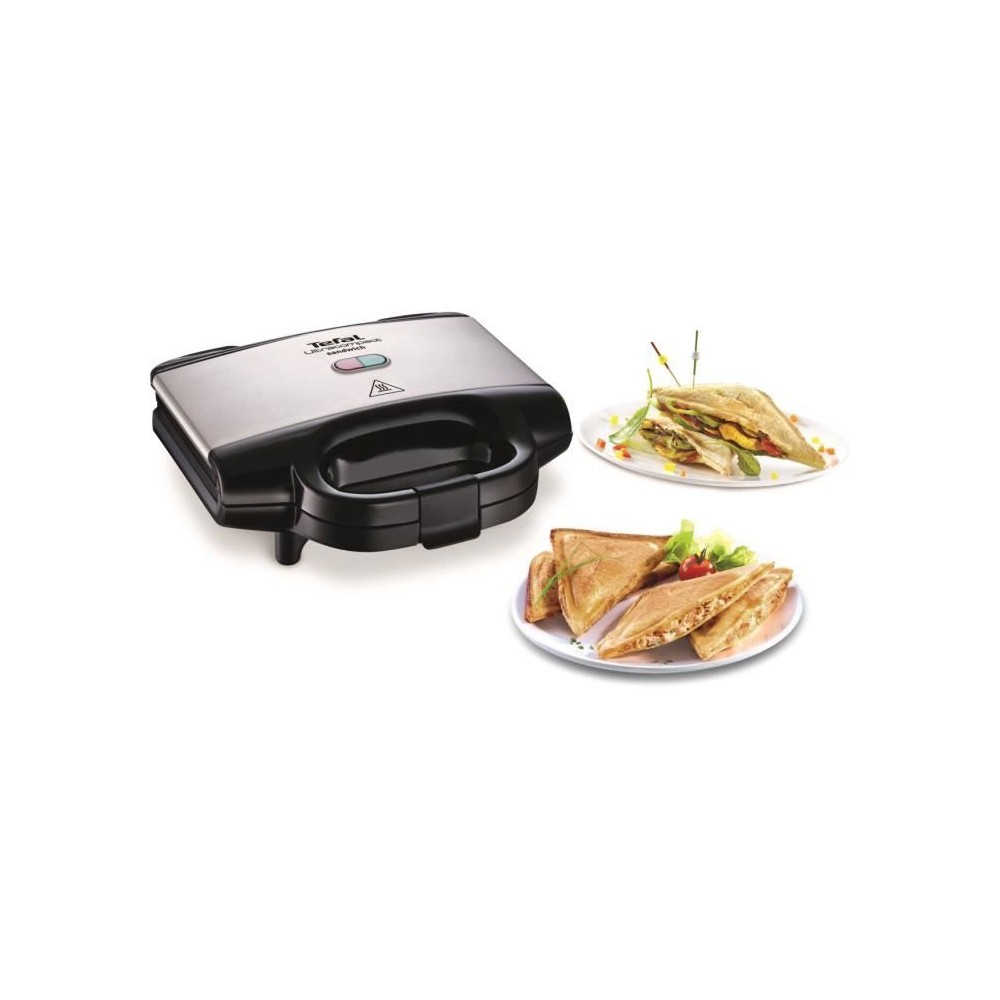 TEFAL Croque-monsieur, Revetement antiadhésif, Verrouillage sécurité, Poignée thermorésistante SM155212