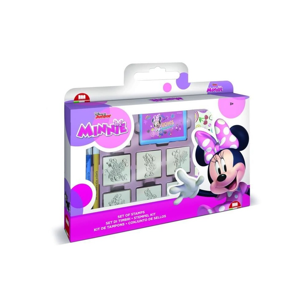 Coffret de tampons - MULTIPRINT - 7866 - Minnie - 7 tampons bois et latex, feutres Giotto, album coloriage