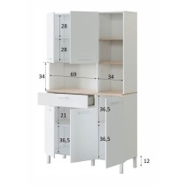 Meuble de cuisine KIRA - Décor blanc artik et chene canadien - 5 Portes + 1 tiroir - L108 x H186 x P40 cm