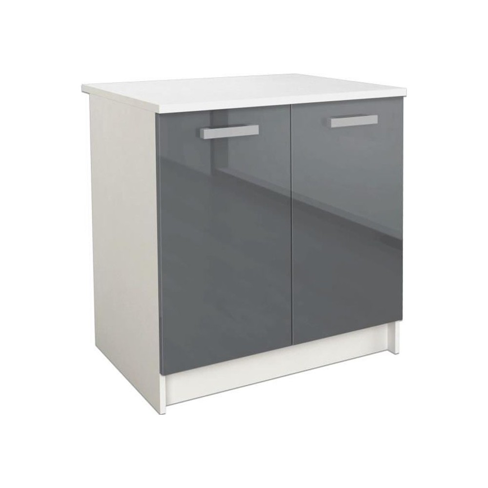 START Meuble bas de cuisine L 80 cm - Gris brillant