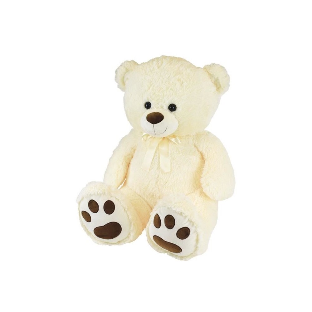 Ours Creme en Peluche avec Noeud +/- 100 cm - PLANET PLUCH - Grand our