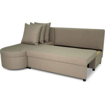 Canapé d'angle convertible réversible 3 places JEN - Tissu Beige - S