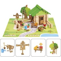 Jeu de Construction Maison et Jardin - JEUJURA - Bois Naturel - 135 Pi