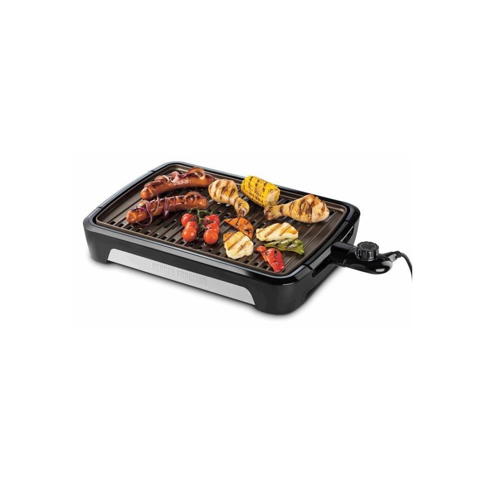 Grill barbecue sans fumée - GEORGE FOREMAN - 25850-56 - 1350 W - 172 cm² - Plaques amovibles - Noir