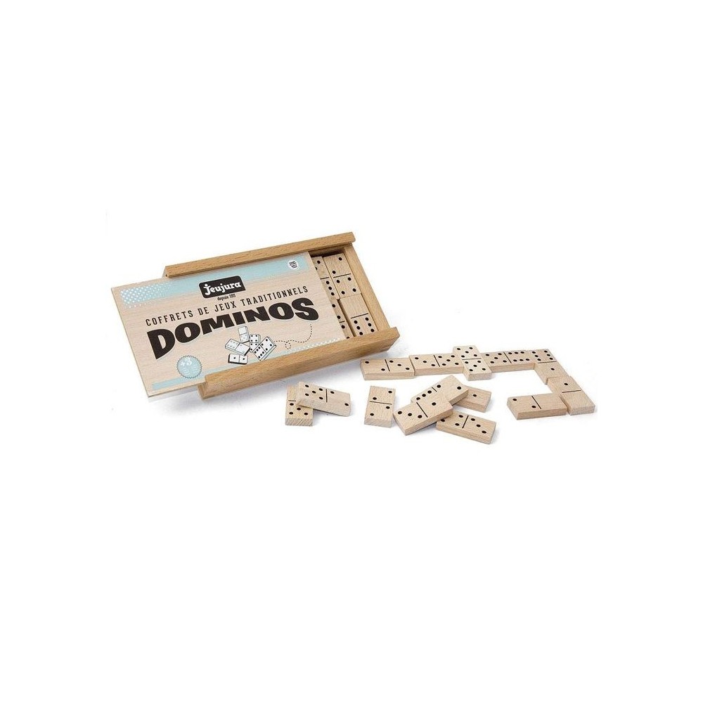 JEUJURA - Jeu de Dominos en Bois - Coffret en Bois - Garçon et Fille